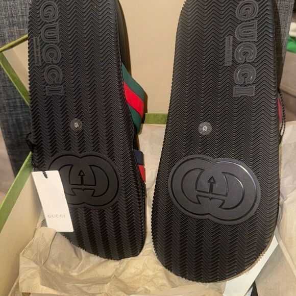 Men’s Gucci Rubber Double Strap Sandal Slide - Picture 3 of 7
